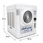 کولر آبی خورشیدی 12 ولت دارای کلید تنظیم سرعت و دریچه پوشال فلری